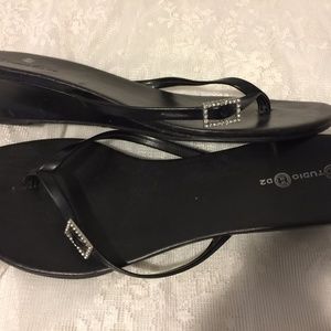 Studio HD2 BLACK sandals with rhinestone detail